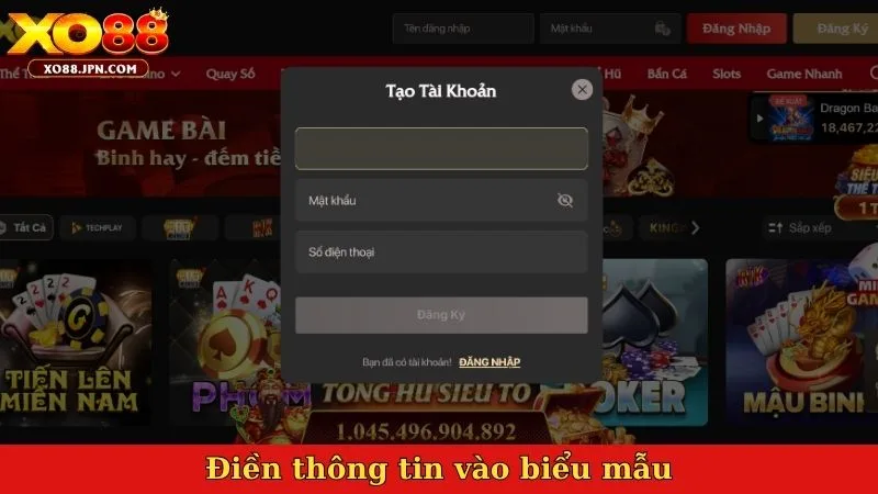 Điền thông tin vào biểu mẫu