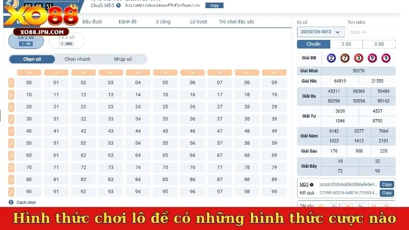Hình thức chơi lô đề có những hình thức cược nào