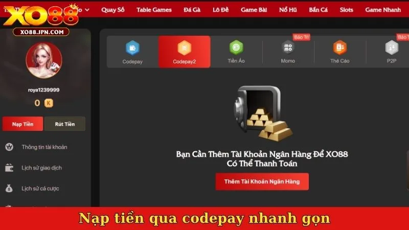 Nạp tiền qua codepay nhanh gọn